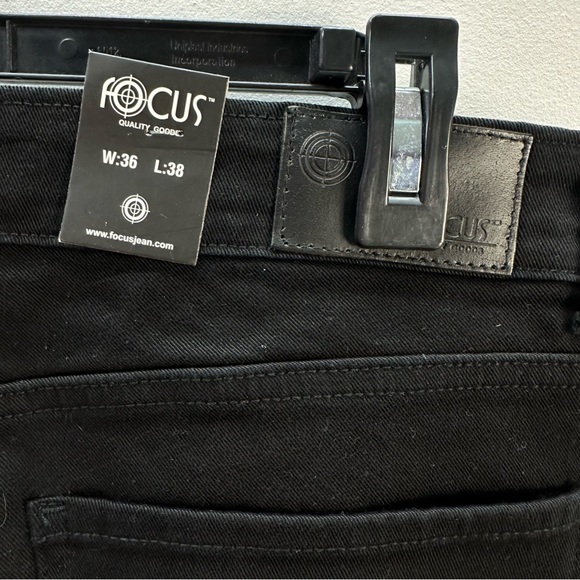 Focus Denim Mens Distressed Black Wash Skinny FLARED STACKED JEAN 36 - Picture 3 of 7